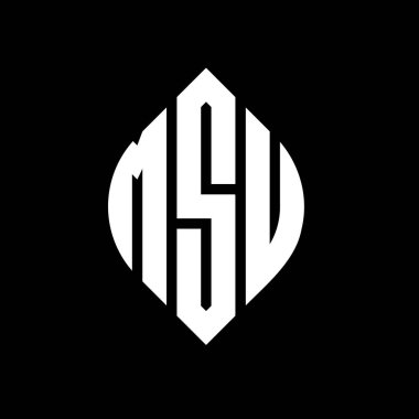 Çember ve elips şekilli MSU harf logosu tasarımı. MSU elips harfleri tipografik tarzda. Üç baş harf daire şeklinde bir logo oluşturuyor. MSU Çember Amblemi Soyut Monogram Harf İşaretleyici Vektörü.