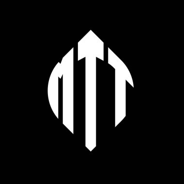 Çember ve elips şekilli MTT daire harf logosu tasarımı. Tipografik biçimli MTT elips harfleri. Üç baş harf daire şeklinde bir logo oluşturuyor. MTT Çemberi Amblemi Soyut Monogram Harf İşaretleyici Vektörü.