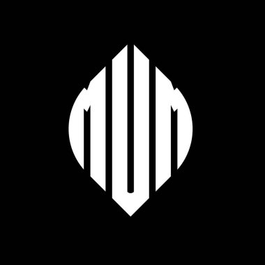 Çember ve elips şekilli MUM daire harf logosu tasarımı. MUM elips harfleri tipografik tarzda. Üç baş harf daire şeklinde bir logo oluşturuyor. MUM Çember Amblemi Soyut Monogram Harf İşaretleyici Vektörü.