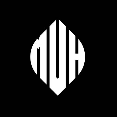Çember ve elips şekilli MVH daire harf logosu tasarımı. Tipografik biçimli MVH elips harfleri. Üç baş harf daire şeklinde bir logo oluşturuyor. MVH Çember Amblemi Soyut Monogram Harf İşaretleyici Vektörü.