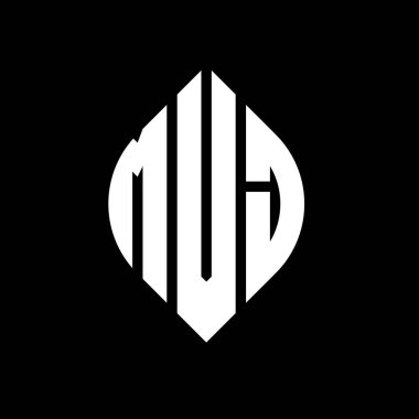 Çember ve elips şekilli MVJ daire harf logosu tasarımı. Tipografik tarzda MVJ elips harfleri. Üç baş harf daire şeklinde bir logo oluşturuyor. MVJ Çember Amblemi Soyut Monogram Harf İşaretleyici Vektörü.