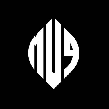 Çember ve elips şekilli MVQ daire harf logosu tasarımı. MVQ elips harfleri tipografik tarzda. Üç baş harf daire şeklinde bir logo oluşturuyor. MVQ Çemberi Amblemi Soyut Monogram Harf İşaretleyici Vektörü.