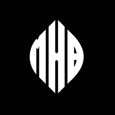 Çember ve elips şekilli MXB daire harf logosu tasarımı. Tipografik biçimli MXB elips harfleri. Üç baş harf daire şeklinde bir logo oluşturuyor. MXB Çember Amblemi Soyut Monogram Harf İşaretleyici Vektörü.