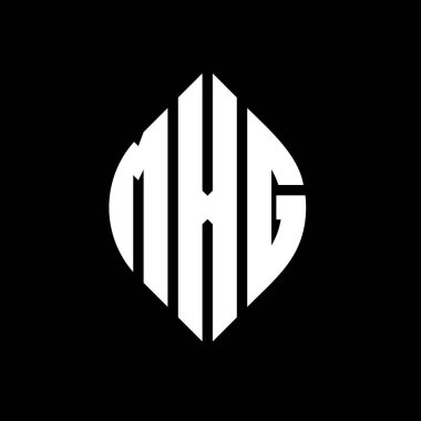 Çember ve elips şekilli MXG daire harf logosu tasarımı. Tipografik biçimli MXG elips harfleri. Üç baş harf daire şeklinde bir logo oluşturuyor. MXG Çember Amblemi Soyut Monogram Harf İşaretleyici Vektörü.