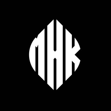 Çember ve elips şekilli MXK daire harf logosu tasarımı. Tipografik biçimli MXK elips harfleri. Üç baş harf daire şeklinde bir logo oluşturuyor. MXK Çember Amblemi Soyut Monogram Harf İşaretleyici Vektörü.