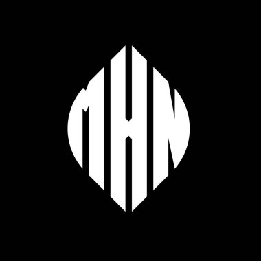 Çember ve elips şekilli MXN daire harf logosu tasarımı. Tipografik biçimli MXN elips harfleri. Üç baş harf daire şeklinde bir logo oluşturuyor. MXN Çember Amblemi Soyut Monogram Harf İşaretleyici Vektörü.
