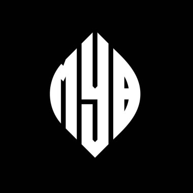 Çember ve elips şekilli MYB daire harf logosu tasarımı. MYB elips harfleri tipografik tarzda. Üç baş harf daire şeklinde bir logo oluşturuyor. MYB Çember Amblemi Soyut Monogram Harf İşaretleyici Vektörü.