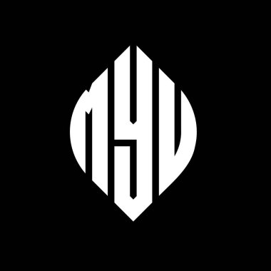Çember ve elips şekilli Myu daire harf logosu tasarımı. MYU elips harfleri tipografik tarzda. Üç baş harf daire şeklinde bir logo oluşturuyor. MYU Çember Amblemi Soyut Monogram Harf İşaretleyici Vektörü.