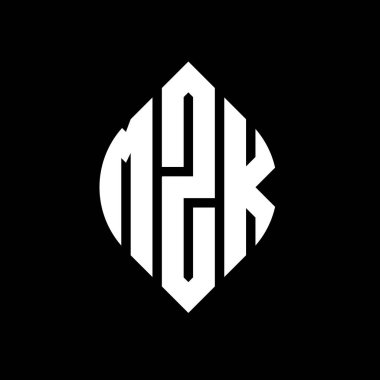Çember ve elips şekilli MZK daire harf logosu tasarımı. Tipografik biçimli MZK elips harfleri. Üç baş harf daire şeklinde bir logo oluşturuyor. MZK Çember Amblemi Soyut Monogram Harf İşaretleyici Vektörü.
