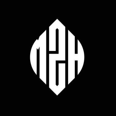 Çember ve elips şekilli MZH daire harf logosu tasarımı. Tipografik biçimli MZH elips harfleri. Üç baş harf daire şeklinde bir logo oluşturuyor. MZH Çember Amblemi Soyut Monogram Harf İşaretleyici Vektörü.