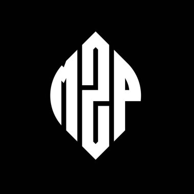 Çember ve elips şekilli MZP daire harf logosu tasarımı. Tipografik biçimli MZP elips harfleri. Üç baş harf daire şeklinde bir logo oluşturuyor. MZP Çember Amblemi Soyut Monogram Harf İşaretleyici Vektörü.