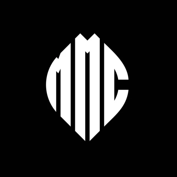 Logo Okręgu Mmc Okręgiem Elipsą Litery Eliptyczne Mmc Stylu Typograficznym — Wektor stockowy