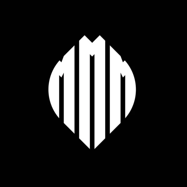 Logo Okręgu Mmm Okręgiem Elipsą Litery Eliptyczne Mmm Stylu Typograficznym — Wektor stockowy