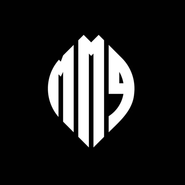 Mmq Cerchio Lettera Logo Design Con Cerchio Forma Ellittica Lettere — Vettoriale Stock