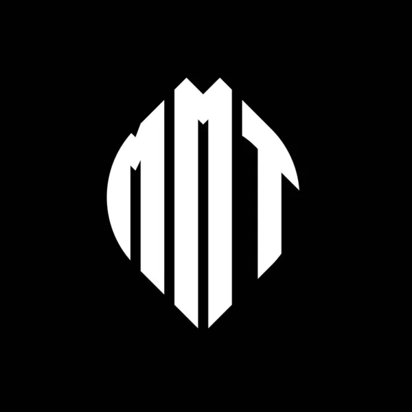 Mmt Círculo Carta Logotipo Design Com Forma Círculo Elipse Mmt — Vetor de Stock