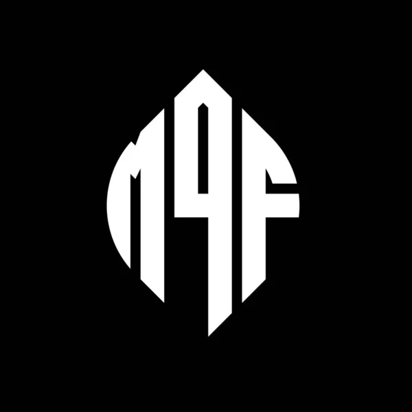 Çember Elips Şekilli Mqf Daire Harf Logosu Tasarımı Tipografik Biçimli — Stok Vektör