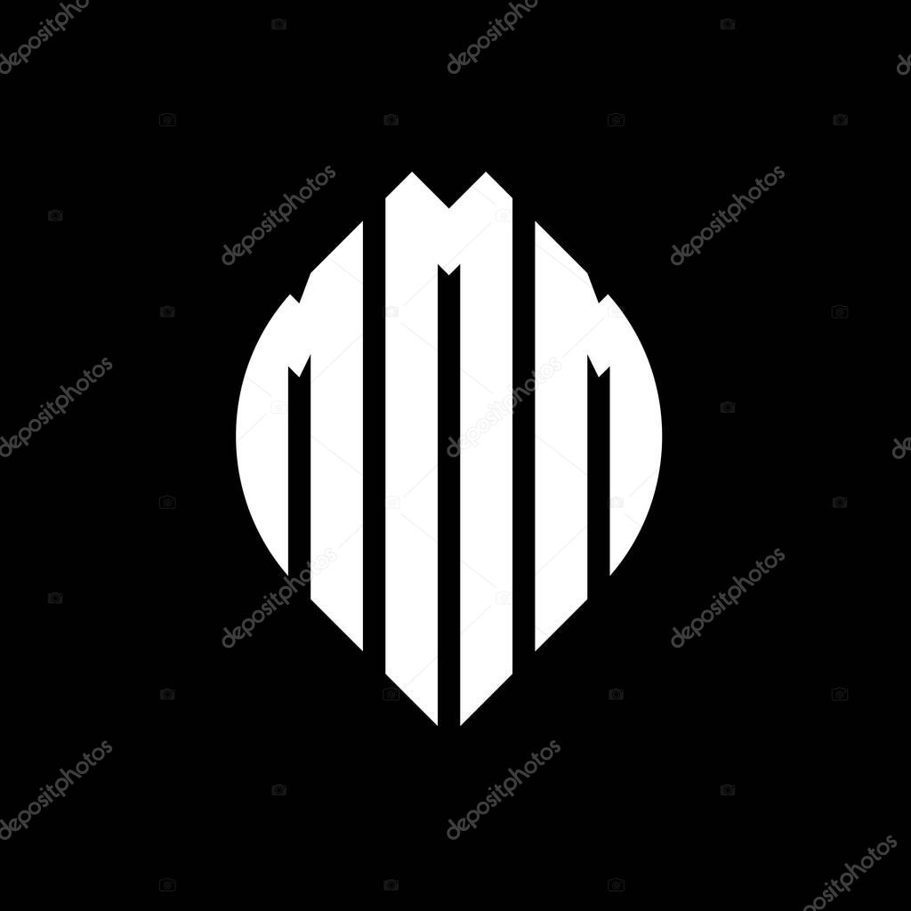 MMM circle letter logo design with circle and ellipse shape. MMM ellipse letters with typographic style. The three initials form a circle logo. MMM Circle Emblem Abstract Monogram Letter Mark Vector.