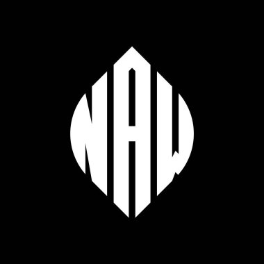 Çember ve elips şekilli NAW daire harf logosu tasarımı. NAW elips harfleri tipografik tarzda. Üç baş harf daire şeklinde bir logo oluşturuyor. NAW Çember Amblemi Soyut Monogram Harf İşaretleme Vektörü.