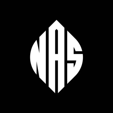 Çember ve elips şekilli NAS daire harf logosu tasarımı. Typographic tarzında NAS elips harfleri. Üç baş harf daire şeklinde bir logo oluşturuyor. NAS Çemberi Amblemi Soyut Monogram Harf İşaretleme Vektörü.
