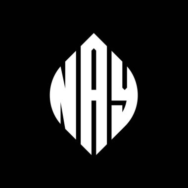 Çember ve elips şekilli NAY daire şeklinde harf logosu tasarımı. Typographic tarzı NAY elips harfleri. Üç baş harf daire şeklinde bir logo oluşturuyor. NAY Çember Amblemi Soyut Monogram Harf İşaretleme Vektörü.