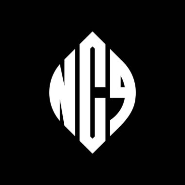 Çember ve elips şekilli NCQ daire harf logosu tasarımı. NCQ elips harfleri tipografik tarzda. Üç baş harf daire şeklinde bir logo oluşturuyor. NCQ Çemberi Amblemi Soyut Monogram Harf İşaretleyici Vektörü.