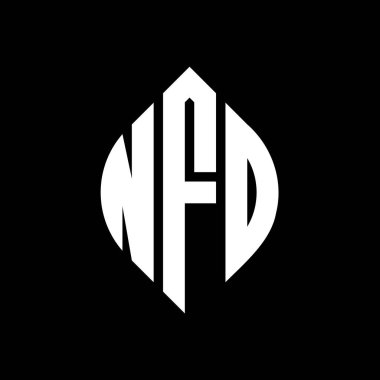 Çember ve elips şekilli NFO yuvarlak harf logosu tasarımı. Typographic tarzında NFO elips harfleri. Üç baş harf daire şeklinde bir logo oluşturuyor. NFO Çemberi Amblemi Soyut Monogram Harf İşaretleme Vektörü.