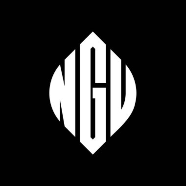 Çember ve elips şekilli NGU daire harf logosu tasarımı. NGU elips harfleri tipografik tarzda. Üç baş harf daire şeklinde bir logo oluşturuyor. NGU Çember Amblemi Soyut Monogram Harf İşaretleyici Vektörü.