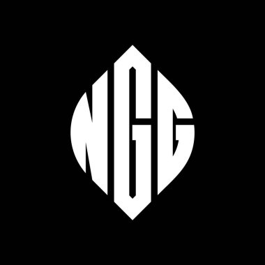 Çember ve elips şekilli NGG daire harf logosu tasarımı. Tipografik biçimli NGG elips harfleri. Üç baş harf daire şeklinde bir logo oluşturuyor. NGG Çember Amblemi Soyut Monogram Harf İşaretleyici Vektörü.