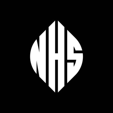 Çember ve elips şekilli NHS daire harf logosu tasarımı. Tipografik biçimli NHS elips harfleri. Üç baş harf daire şeklinde bir logo oluşturuyor. NHS Çember Amblemi Soyut Monogram Harf İşaretleyici Vektörü.