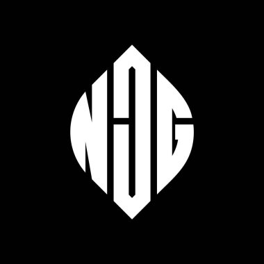 Çember ve elips şekilli NJG daire harf logosu tasarımı. Tipografik biçimli NJG elips harfleri. Üç baş harf daire şeklinde bir logo oluşturuyor. NJG Çember Amblemi Soyut Monogram Harf İşaretleyici Vektörü.