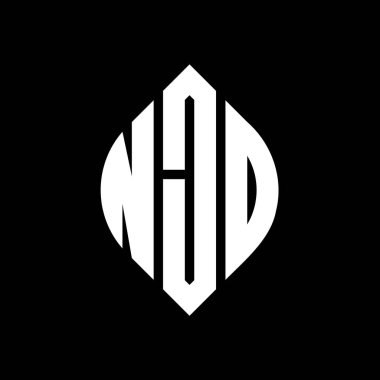 Çember ve elips şekilli NJO yuvarlak harf logosu tasarımı. Typographic tarzında NJO elips harfleri. Üç baş harf daire şeklinde bir logo oluşturuyor. NJO Çember Amblemi Soyut Monogram Harf İşaretleyici Vektörü.
