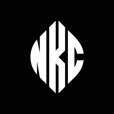 Çember ve elips şekilli NKC daire harf logosu tasarımı. Tipografik biçimli NKC elips harfleri. Üç baş harf daire şeklinde bir logo oluşturuyor. NKC Çember Amblemi Soyut Monogram Harf İşaretleyici Vektörü.