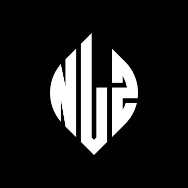 Çember ve elips şekilli NLZ daire harf logosu tasarımı. Tipografik biçimli NLZ elips harfleri. Üç baş harf daire şeklinde bir logo oluşturuyor. NLZ Çember Amblemi Soyut Monogram Harf İşaretleyici Vektörü.