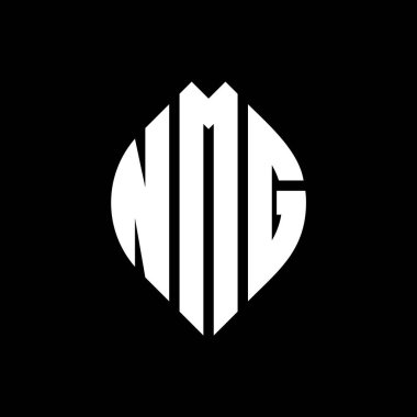 Çember ve elips şekilli NMG daire harf logosu tasarımı. Tipografik biçimli NMG elips harfleri. Üç baş harf daire şeklinde bir logo oluşturuyor. NMG Çember Amblemi Soyut Monogram Harf İşaretleyici Vektörü.