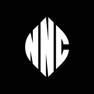 Çember ve elips şekilli NNC daire harf logosu tasarımı. Tipografik biçimli NNC elips harfleri. Üç baş harf daire şeklinde bir logo oluşturuyor. NNC Çember Amblemi Soyut Monogram Harf İşaretleyici Vektörü.