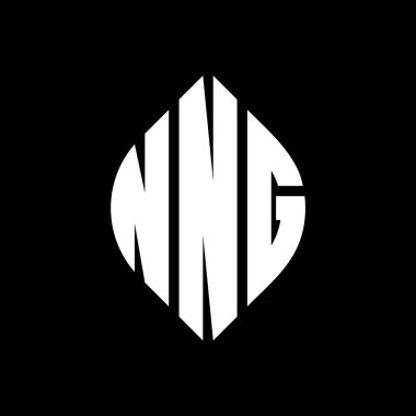 Çember ve elips şekilli NNG daire harf logosu tasarımı. Tipografik biçimli NNG elips harfleri. Üç baş harf daire şeklinde bir logo oluşturuyor. NNG Çember Amblemi Soyut Monogram Harf İşaretleyici Vektörü.