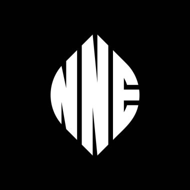 Çember ve elips şekilli NNE daire harf logosu tasarımı. Typographic tarzında NNE elips harfleri. Üç baş harf daire şeklinde bir logo oluşturuyor. NNE Çemberi Amblemi Soyut Monogram Harf İşaretleme Vektörü.