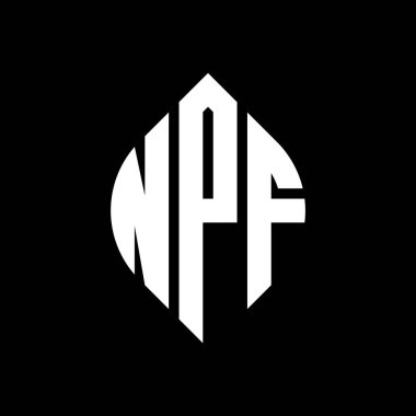 Çember ve elips şekilli NPF daire harf logosu tasarımı. Tipografik biçimli NPF elips harfleri. Üç baş harf daire şeklinde bir logo oluşturuyor. NPF Çemberi Amblemi Soyut Monogram Harf İşaretleyici Vektörü.