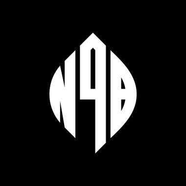 Çember ve elips şekilli NQB daire harf logosu tasarımı. Tipografik biçimli NQB elips harfleri. Üç baş harf daire şeklinde bir logo oluşturuyor. NQB Çember Amblemi Soyut Monogram Harf İşaretleyici Vektörü.