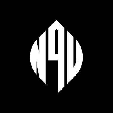 Çember ve elips şekilli NQU daire harf logosu tasarımı. Tipografik biçimli NQU elips harfleri. Üç baş harf daire şeklinde bir logo oluşturuyor. NQU Çember Amblemi Soyut Monogram Harf İşaretleyici Vektörü.