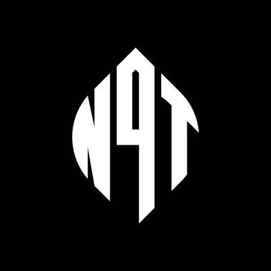 Çember ve elips şekilli NQT daire harf logosu tasarımı. Tipografik biçimli NQT elips harfleri. Üç baş harf daire şeklinde bir logo oluşturuyor. NQT Çember Amblemi Soyut Monogram Harf İşaretleyici Vektörü.