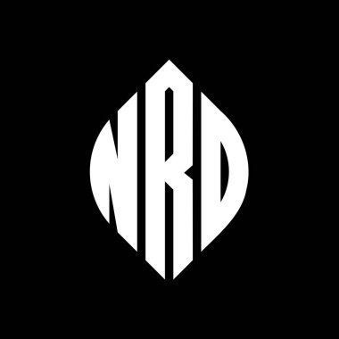 Çember ve elips şekilli NRD daire harf logosu tasarımı. Tipografik biçimli NRD elips harfleri. Üç baş harf daire şeklinde bir logo oluşturuyor. NRD Çember Amblemi Soyut Monogram Harf İşaretleyici Vektörü.