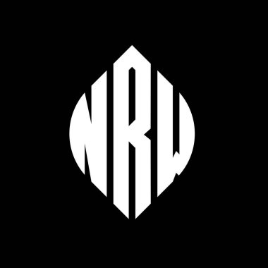 Çember ve elips şekilli NRW daire harf logosu tasarımı. Tipografik biçimli NRW elips harfleri. Üç baş harf daire şeklinde bir logo oluşturuyor. NRW Çember Amblemi Soyut Monogram Harf İşaretleyici Vektörü.