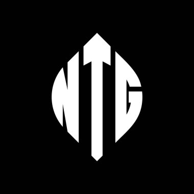 Çember ve elips şekilli NTG daire harf logosu tasarımı. Tipografik biçimli NTG elips harfleri. Üç baş harf daire şeklinde bir logo oluşturuyor. NTG Çember Amblemi Soyut Monogram Harf İşaretleyici Vektörü.