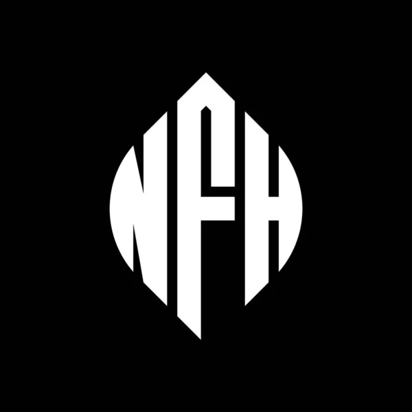 Дизайн Логотипу Nfh Кругової Літери Колом Формою Еліпса Nfh Еліпс — стоковий вектор