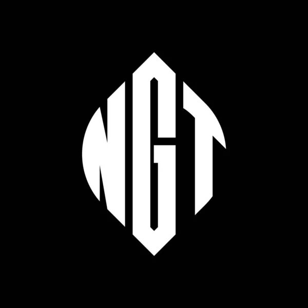 Ngt Cercle Lettre Logo Design Avec Cercle Ellipse Forme Lettres — Image vectorielle