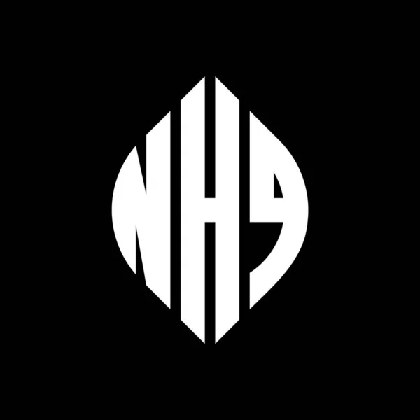 Nhq Дизайн Логотипу Літер Формою Кола Еліпса Еліпси Типографічним Стилем — стоковий вектор