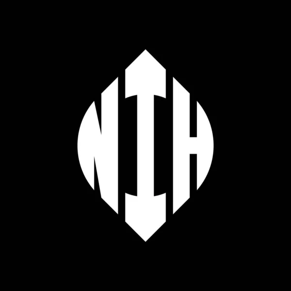 Дизайн Логотипу Nih Кругової Літери Колом Формою Еліпса Літери Еліпса — стоковий вектор