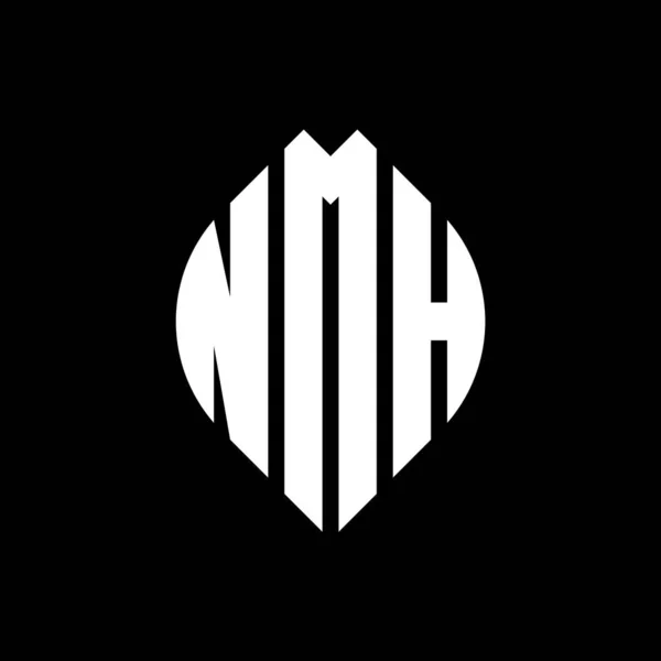 Nmh Kruhové Písmeno Logo Design Kruhovým Elipsovým Tvarem Nmh Elipsy — Stockový vektor