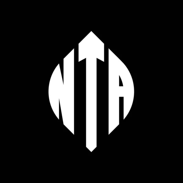 Nta Kruh Písmeno Logo Design Kružnicí Elipsy Tvar Eliptická Písmena — Stockový vektor